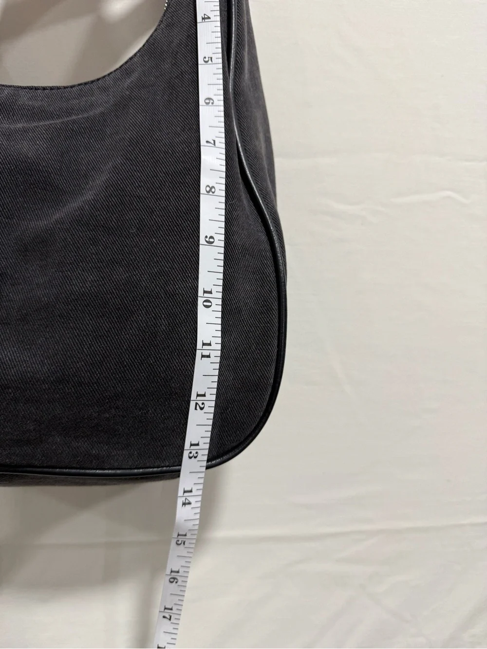 Black Denim Hobo Shoulder Bag Adjustable Strap Y2K Slouchy Purse